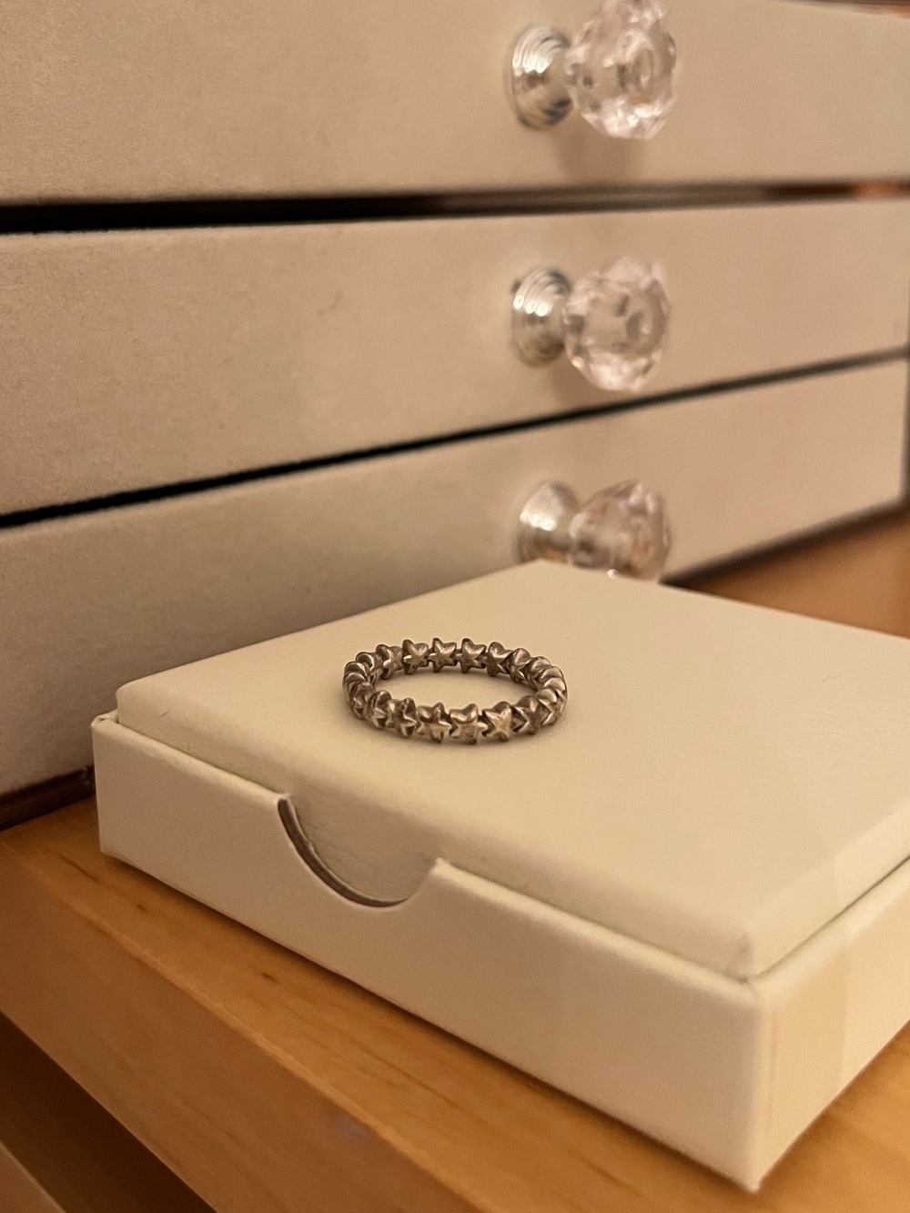 Pandora Silver Star Band Ring - Women's Jewelry - Size 8